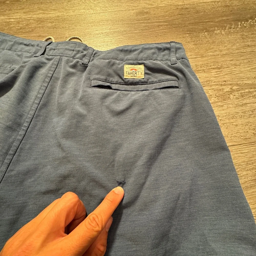 Faherty All Day Shorts Mens 36 Blue Hybrid Vacation Performance Drawstring 9